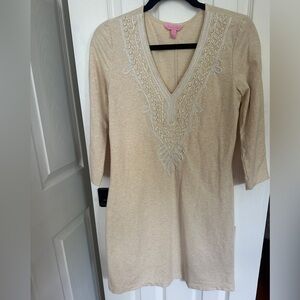 EUC Lilly Pulitzer Heathered Camel Clarkson Sweater Dress Small